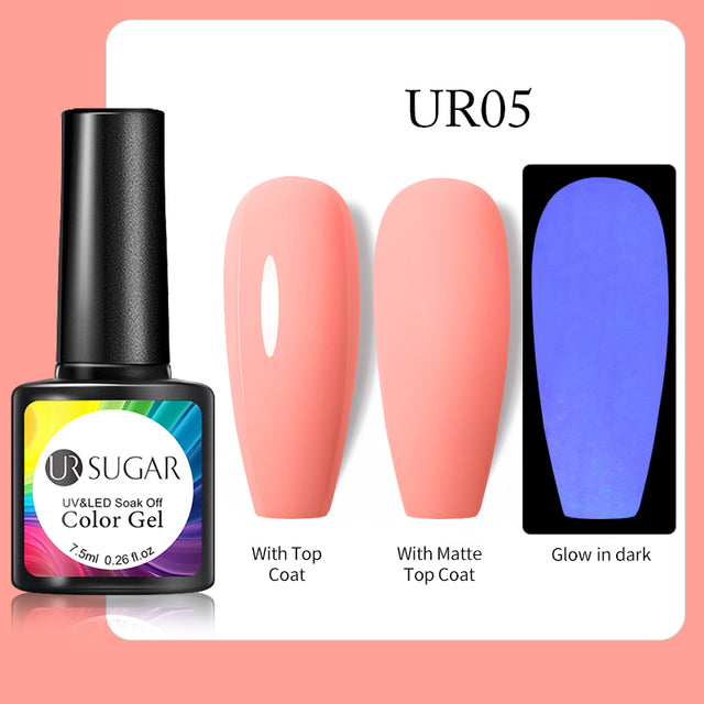 UR SUGAR 7.5ml Luminous Nail Gel Polish Reflective Glitter Glow Light In Dark Fashy UV LED Gel Soak Off Gel Varnish Nail Art DIY