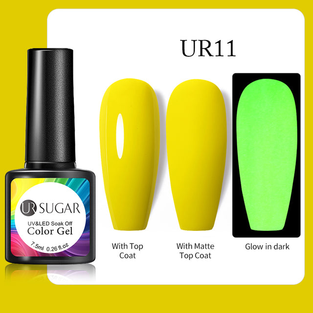 UR SUGAR 7.5ml Luminous Nail Gel Polish Reflective Glitter Glow Light In Dark Fashy UV LED Gel Soak Off Gel Varnish Nail Art DIY