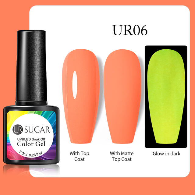 UR SUGAR 7.5ml Luminous Nail Gel Polish Reflective Glitter Glow Light In Dark Fashy UV LED Gel Soak Off Gel Varnish Nail Art DIY