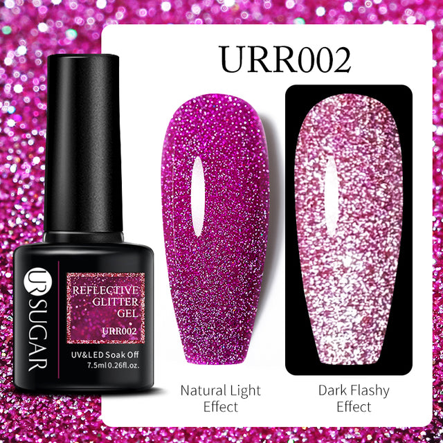 UR SUGAR 7.5ml Luminous Nail Gel Polish Reflective Glitter Glow Light In Dark Fashy UV LED Gel Soak Off Gel Varnish Nail Art DIY