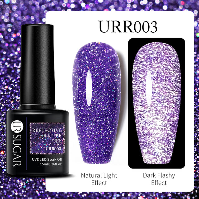 UR SUGAR 7.5ml Luminous Nail Gel Polish Reflective Glitter Glow Light In Dark Fashy UV LED Gel Soak Off Gel Varnish Nail Art DIY