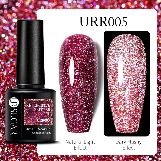 UR SUGAR 7.5ml Luminous Nail Gel Polish Reflective Glitter Glow Light In Dark Fashy UV LED Gel Soak Off Gel Varnish Nail Art DIY