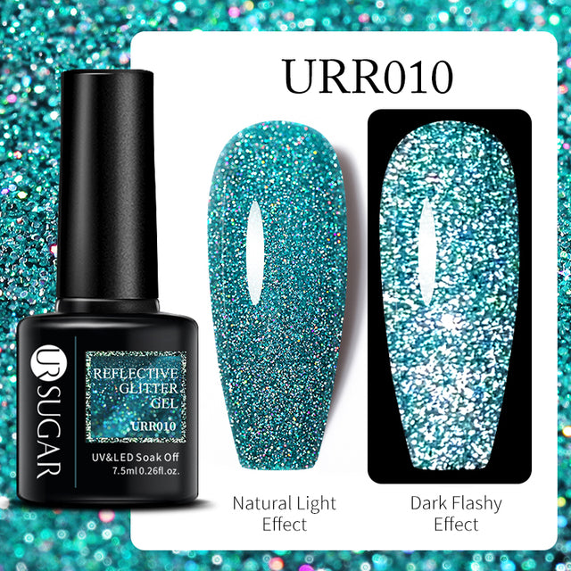 UR SUGAR 7.5ml Luminous Nail Gel Polish Reflective Glitter Glow Light In Dark Fashy UV LED Gel Soak Off Gel Varnish Nail Art DIY