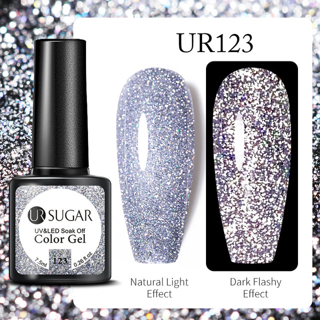 UR SUGAR 7.5ml Luminous Nail Gel Polish Reflective Glitter Glow Light In Dark Fashy UV LED Gel Soak Off Gel Varnish Nail Art DIY