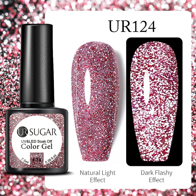 UR SUGAR 7.5ml Luminous Nail Gel Polish Reflective Glitter Glow Light In Dark Fashy UV LED Gel Soak Off Gel Varnish Nail Art DIY