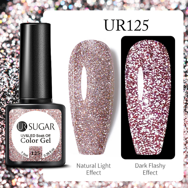 UR SUGAR 7.5ml Luminous Nail Gel Polish Reflective Glitter Glow Light In Dark Fashy UV LED Gel Soak Off Gel Varnish Nail Art DIY