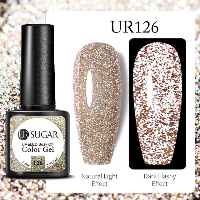 UR SUGAR 7.5ml Luminous Nail Gel Polish Reflective Glitter Glow Light In Dark Fashy UV LED Gel Soak Off Gel Varnish Nail Art DIY