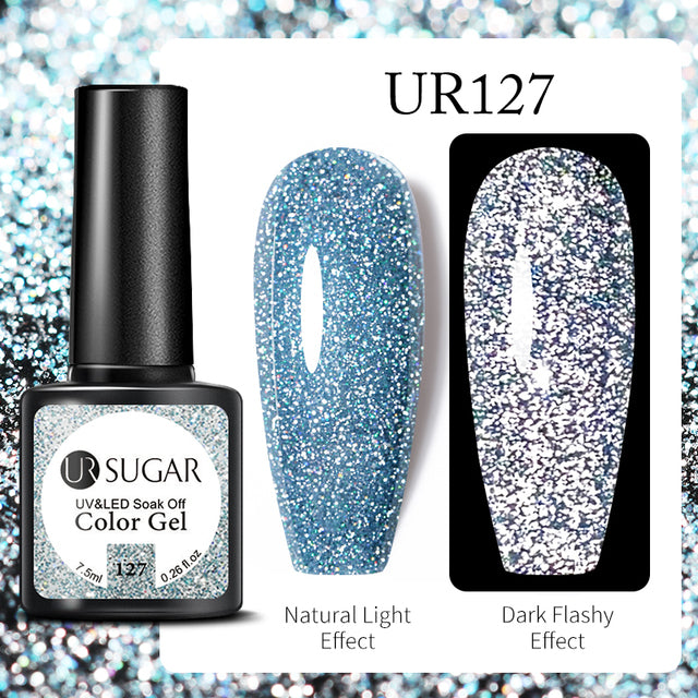 UR SUGAR 7.5ml Luminous Nail Gel Polish Reflective Glitter Glow Light In Dark Fashy UV LED Gel Soak Off Gel Varnish Nail Art DIY