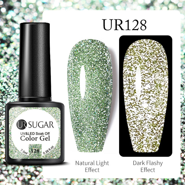 UR SUGAR 7.5ml Luminous Nail Gel Polish Reflective Glitter Glow Light In Dark Fashy UV LED Gel Soak Off Gel Varnish Nail Art DIY