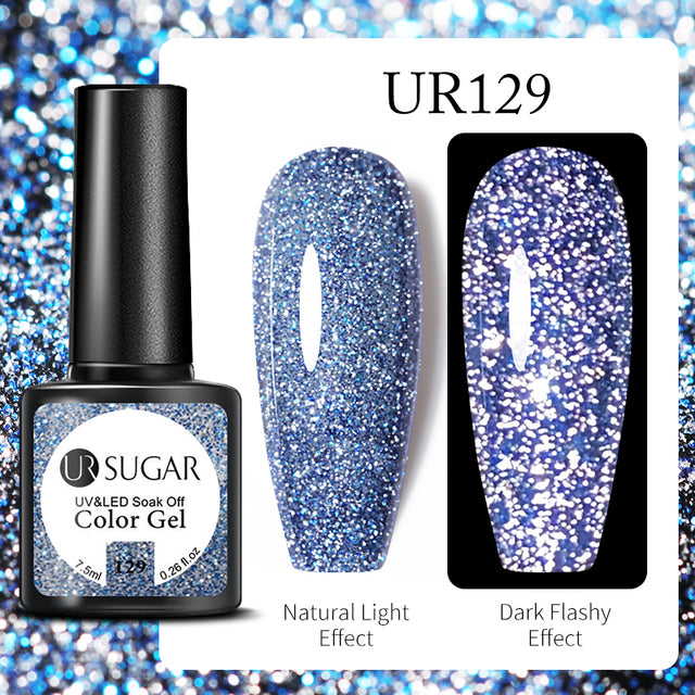 UR SUGAR 7.5ml Luminous Nail Gel Polish Reflective Glitter Glow Light In Dark Fashy UV LED Gel Soak Off Gel Varnish Nail Art DIY