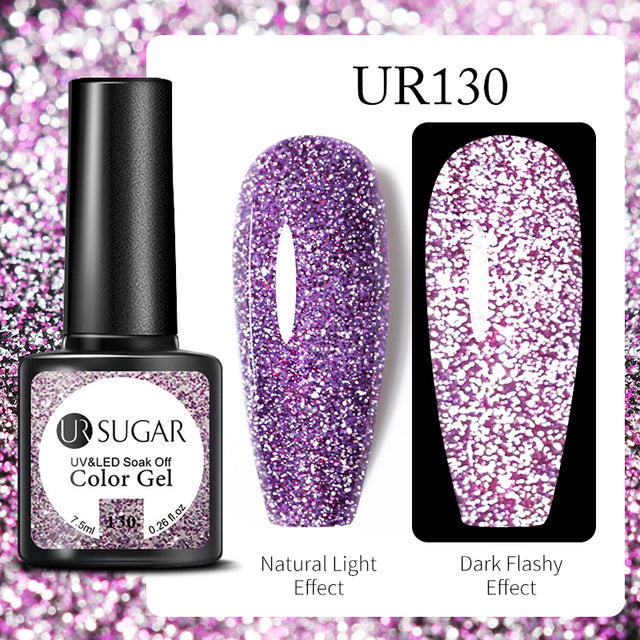 UR SUGAR 7.5ml Luminous Nail Gel Polish Reflective Glitter Glow Light In Dark Fashy UV LED Gel Soak Off Gel Varnish Nail Art DIY