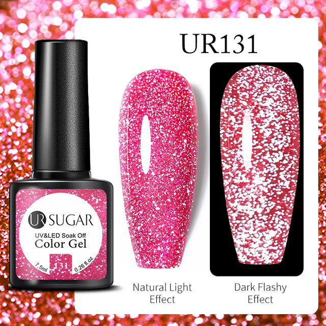 UR SUGAR 7.5ml Luminous Nail Gel Polish Reflective Glitter Glow Light In Dark Fashy UV LED Gel Soak Off Gel Varnish Nail Art DIY