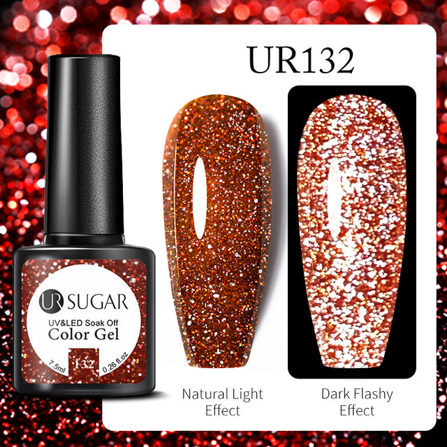 UR SUGAR 7.5ml Luminous Nail Gel Polish Reflective Glitter Glow Light In Dark Fashy UV LED Gel Soak Off Gel Varnish Nail Art DIY