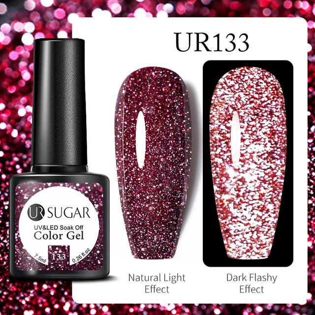 UR SUGAR 7.5ml Luminous Nail Gel Polish Reflective Glitter Glow Light In Dark Fashy UV LED Gel Soak Off Gel Varnish Nail Art DIY