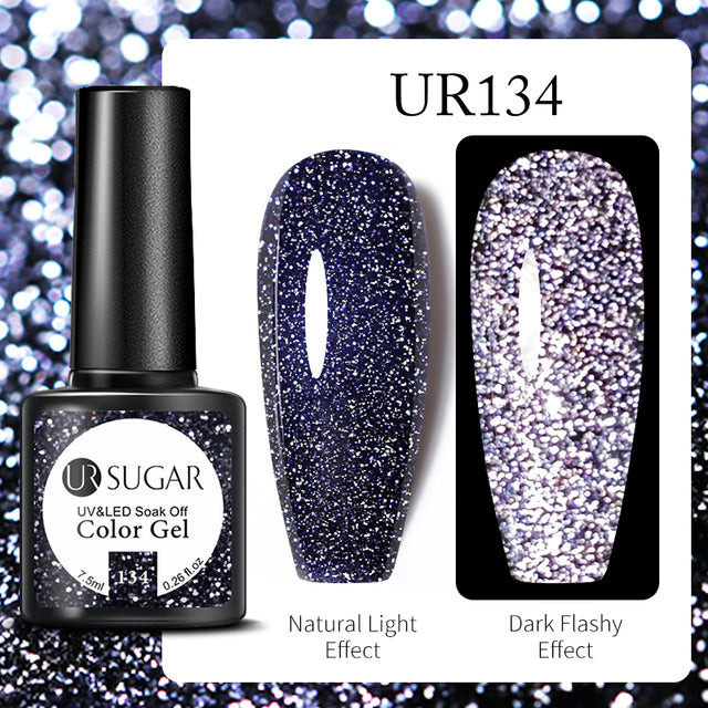 UR SUGAR 7.5ml Luminous Nail Gel Polish Reflective Glitter Glow Light In Dark Fashy UV LED Gel Soak Off Gel Varnish Nail Art DIY