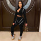 ANJAMANOR Sexy Long Sleeve Two Piece Tracksuit Set Sports Wear 2 Piece Joggers Set Women Sweat Suits Matching Sets D37-DF33