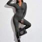 Streetwear White Knitted Sexy Bodycon Lucky Label Jumpsuit Women Overall 2022 Long Sleeve Skinny Rompers Womens Jumpsuit Female