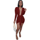 ANJAMANOR Sexy Deep V Neck Long Sleeve Dresses for Women 2021 Black White Bodycon Mini Dress Night Club Outfits D21-CE22