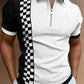 2021 New Men Polo Shirts Summer High Quality Casual Daily Short Sleeve Striped Mens Shirts Turn-Down Collar Zippers TEES Men