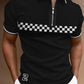 2021 New Men Polo Shirts Summer High Quality Casual Daily Short Sleeve Striped Mens Shirts Turn-Down Collar Zippers TEES Men