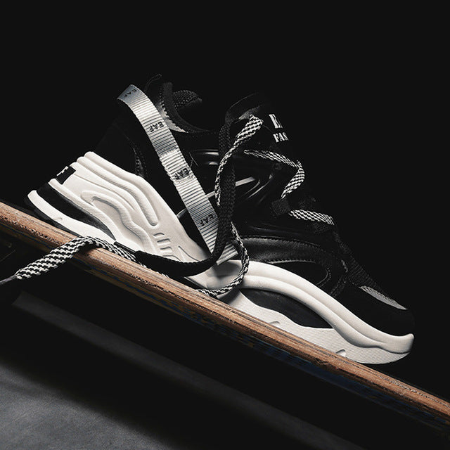 Men&#39;s Vulcanized Shoes 2021 New Men Chunky Sneakers Lace-up Platform Men Sneakers Stylish Breathable Adult Male Tenis Footwear