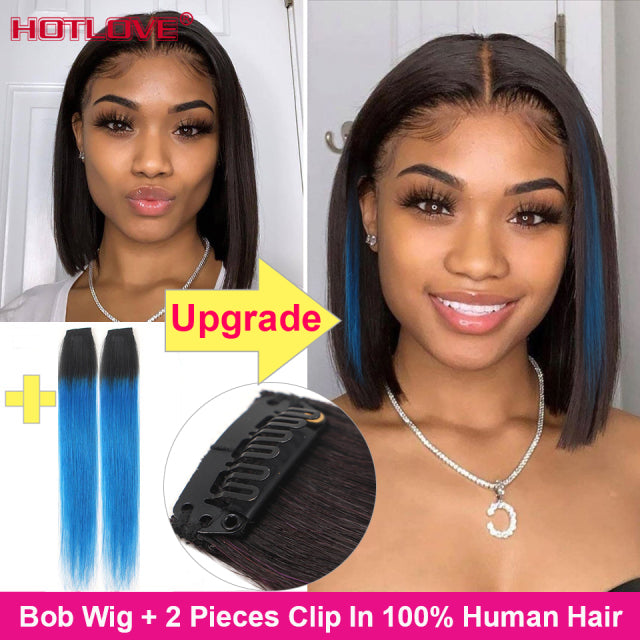 Short Bob Wig Bone Straight Human Hair Wigs for Black Women Pre-Plucked 5x5x1 Closure Wig Brazilian Hair Lace Wigs 150% Denisty