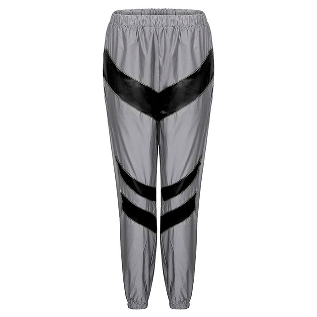 Reflective Two Piece Set Women Tracksuit Spring Clothes Zipper Jacket Crop Top and Pants Sets Casual Sweat Suits Chandal Mujer