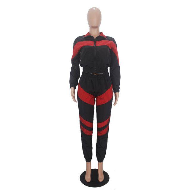 Reflective Two Piece Set Women Tracksuit Spring Clothes Zipper Jacket Crop Top and Pants Sets Casual Sweat Suits Chandal Mujer
