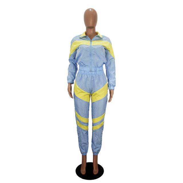 Reflective Two Piece Set Women Tracksuit Spring Clothes Zipper Jacket Crop Top and Pants Sets Casual Sweat Suits Chandal Mujer