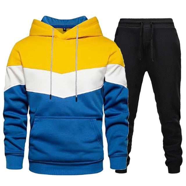 Men&#39;s Tracksuit Casual Hoodies and Sweatpants Two Piece Sets Winter Sports Suit Outdoor Sweatshirt Set Fashion Male Clothing