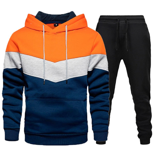 Men&#39;s Tracksuit Casual Hoodies and Sweatpants Two Piece Sets Winter Sports Suit Outdoor Sweatshirt Set Fashion Male Clothing