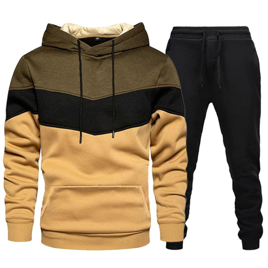 Men&#39;s Tracksuit Casual Hoodies and Sweatpants Two Piece Sets Winter Sports Suit Outdoor Sweatshirt Set Fashion Male Clothing