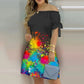 2022 Women&#39;s Off Shoulder Dresses Summer Sexy Floral Printed Short Sleeve Mini Dress Female Casual Beach Party Dresses Vestidos