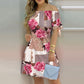 2022 Women&#39;s Off Shoulder Dresses Summer Sexy Floral Printed Short Sleeve Mini Dress Female Casual Beach Party Dresses Vestidos