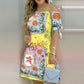 2022 Women&#39;s Off Shoulder Dresses Summer Sexy Floral Printed Short Sleeve Mini Dress Female Casual Beach Party Dresses Vestidos
