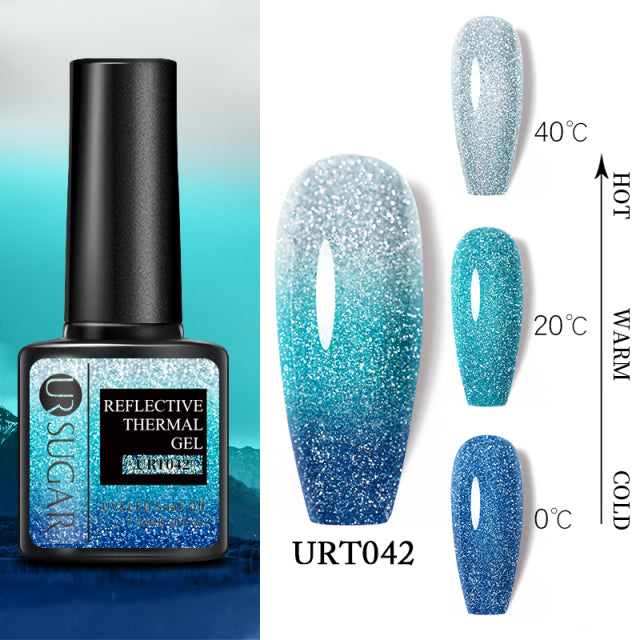 UR SUGAR Thermal Ultra-thin Glitter 3 Colors Soak Off UV Gel Color-chaging Snowflake Temperature Color Change Gel Nail Art Gel