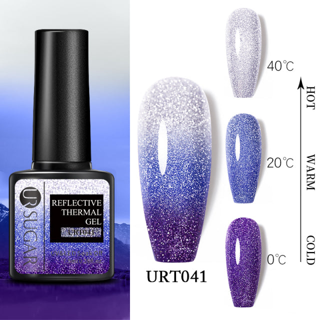 UR SUGAR Thermal Ultra-thin Glitter 3 Colors Soak Off UV Gel Color-chaging Snowflake Temperature Color Change Gel Nail Art Gel