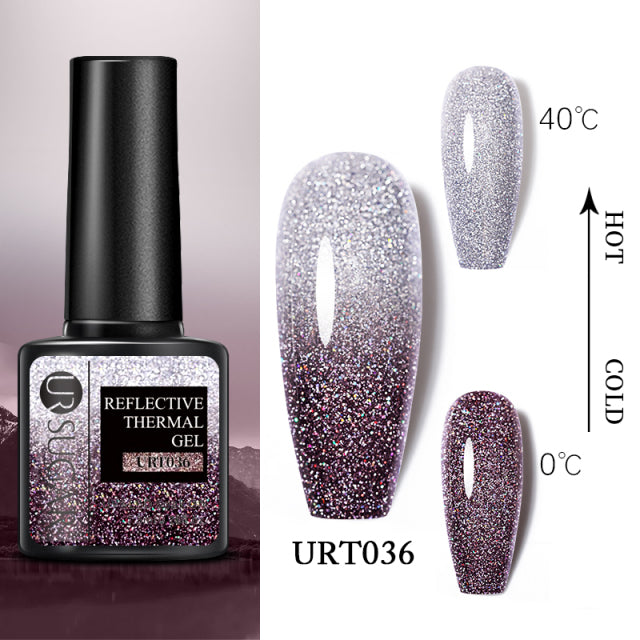 UR SUGAR Thermal Ultra-thin Glitter 3 Colors Soak Off UV Gel Color-chaging Snowflake Temperature Color Change Gel Nail Art Gel
