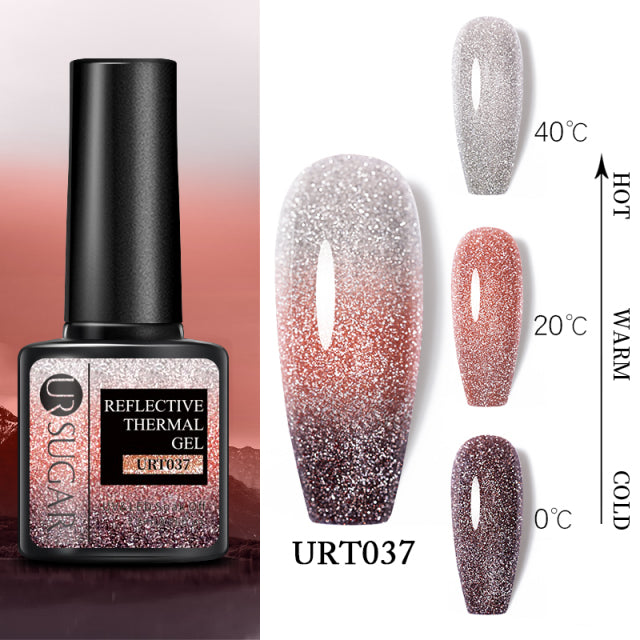 UR SUGAR Thermal Ultra-thin Glitter 3 Colors Soak Off UV Gel Color-chaging Snowflake Temperature Color Change Gel Nail Art Gel