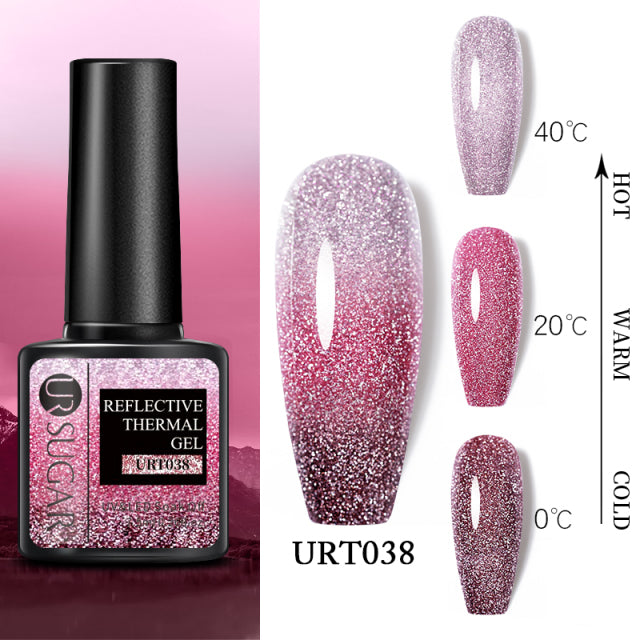 UR SUGAR Thermal Ultra-thin Glitter 3 Colors Soak Off UV Gel Color-chaging Snowflake Temperature Color Change Gel Nail Art Gel
