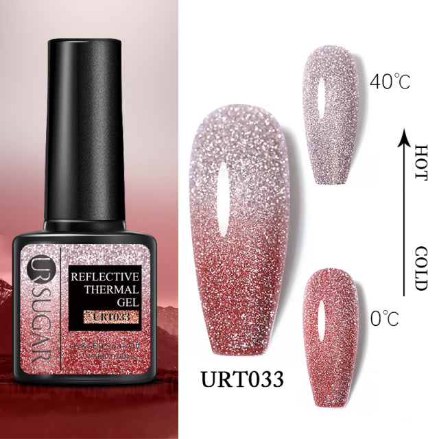 UR SUGAR Thermal Ultra-thin Glitter 3 Colors Soak Off UV Gel Color-chaging Snowflake Temperature Color Change Gel Nail Art Gel