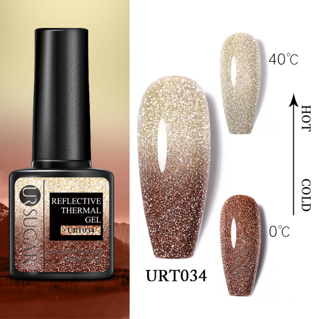 UR SUGAR Thermal Ultra-thin Glitter 3 Colors Soak Off UV Gel Color-chaging Snowflake Temperature Color Change Gel Nail Art Gel