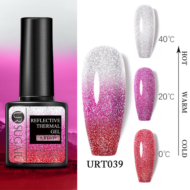 UR SUGAR Thermal Ultra-thin Glitter 3 Colors Soak Off UV Gel Color-chaging Snowflake Temperature Color Change Gel Nail Art Gel