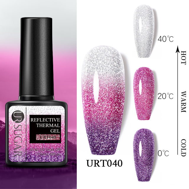 UR SUGAR Thermal Ultra-thin Glitter 3 Colors Soak Off UV Gel Color-chaging Snowflake Temperature Color Change Gel Nail Art Gel