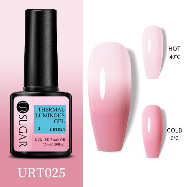 UR SUGAR Thermal Ultra-thin Glitter 3 Colors Soak Off UV Gel Color-chaging Snowflake Temperature Color Change Gel Nail Art Gel