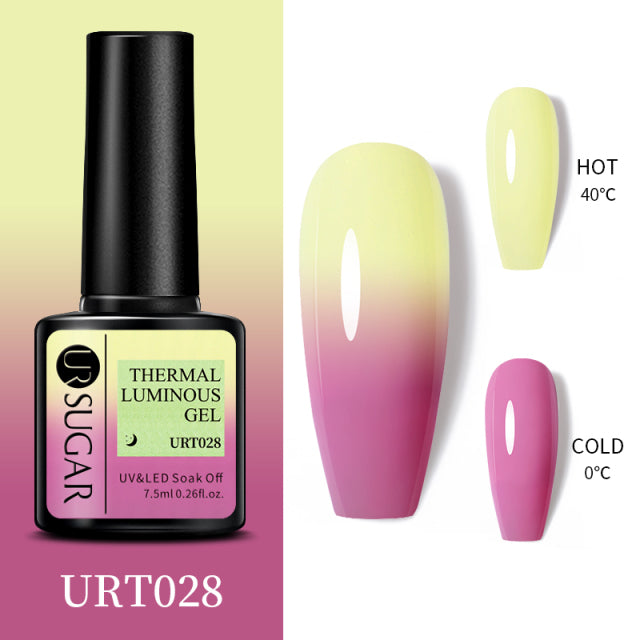 UR SUGAR Thermal Ultra-thin Glitter 3 Colors Soak Off UV Gel Color-chaging Snowflake Temperature Color Change Gel Nail Art Gel
