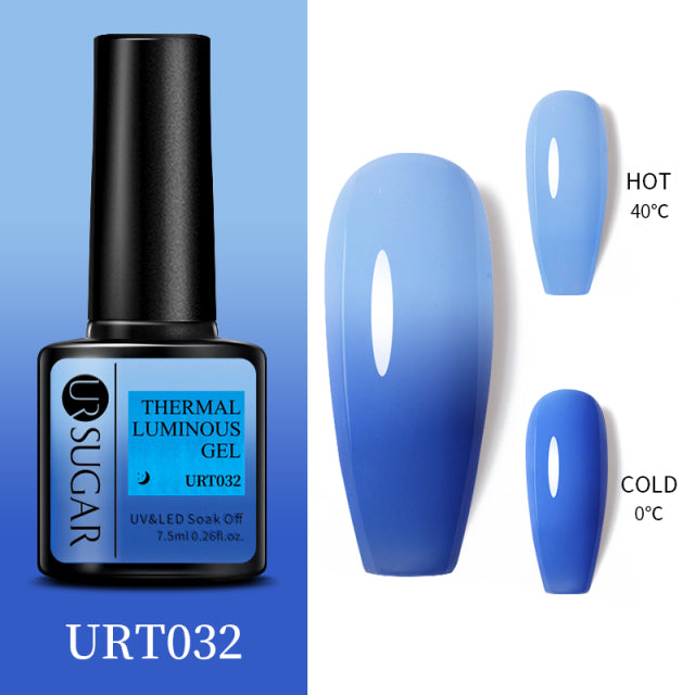 UR SUGAR Thermal Ultra-thin Glitter 3 Colors Soak Off UV Gel Color-chaging Snowflake Temperature Color Change Gel Nail Art Gel