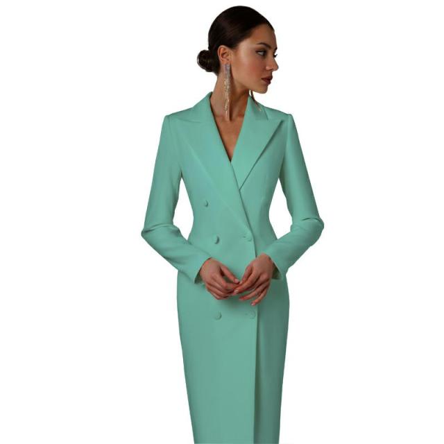 Autumn White Double Breasted Women Long Jacket Suits Ladies Prom Evening Guest Formal Wear Custom Made