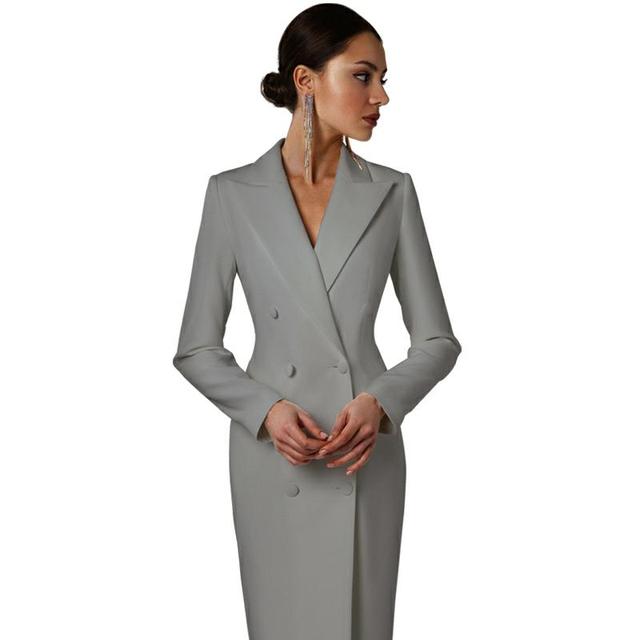 Autumn White Double Breasted Women Long Jacket Suits Ladies Prom Evening Guest Formal Wear Custom Made