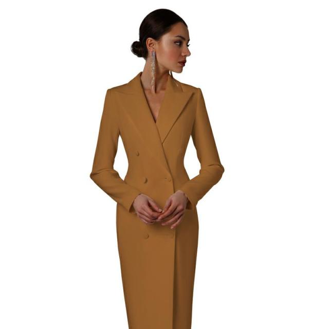 Autumn White Double Breasted Women Long Jacket Suits Ladies Prom Evening Guest Formal Wear Custom Made